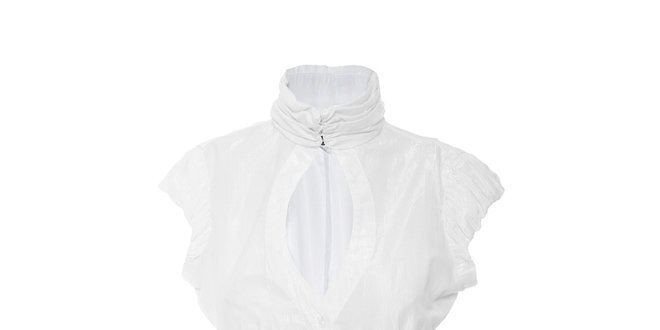 Biela košeľa s golierom a jemným strieborným prúžkom