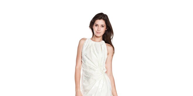 Dámske biele púzdrové šaty Moschino Cheap & Chic s vyšitými ružami