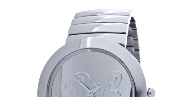 Dámske oceľové hodinky Dolce & Gabbana s bielym koženým remienkom