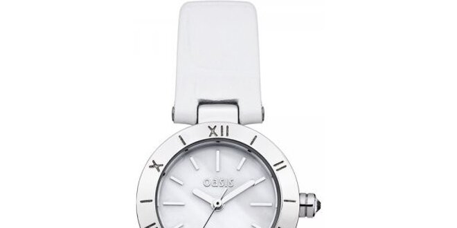 Dámske hodinky s bielym koženým remienkom Oasis
