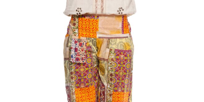 Dámske farebné nohavice s patchworkovým vzorom Janis
