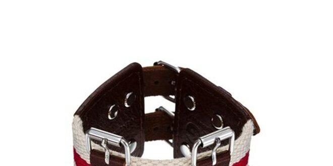 Pánsky bielo-červený remienok Dolce & Gabbana s koženými remienkami