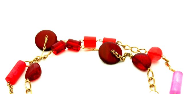 Dámsky zlatý oceľový náhrdelník Dolce & Gabbana s červenými kamienkami