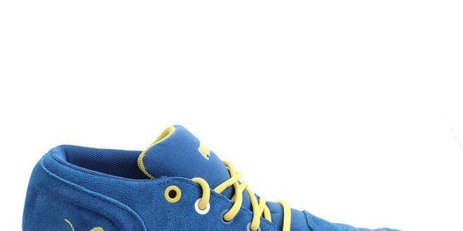 Pánske semišové modré topánky so žltými prvkami Puma