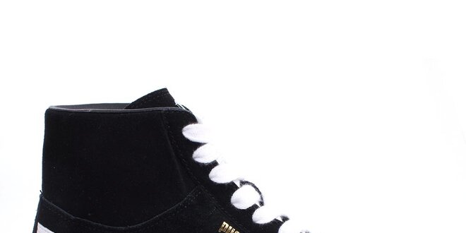 Pánske čierne členkové topánky s bielymi prvkami Puma