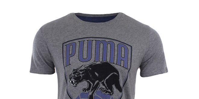 Pánske šedo melírované tričko s potlačou Puma