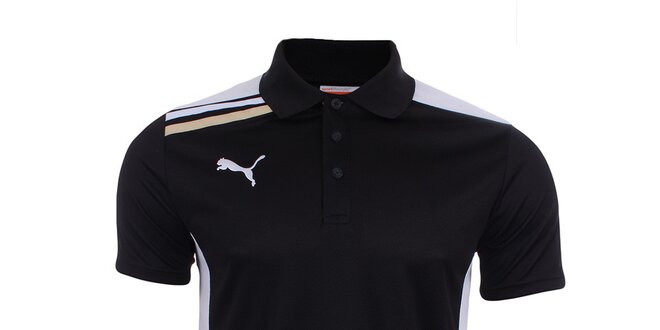 Pánske čierne polo tričko s bielymi prvkami Puma