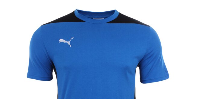 Pánske královsky modré tričko s čiernymi prvkami Puma