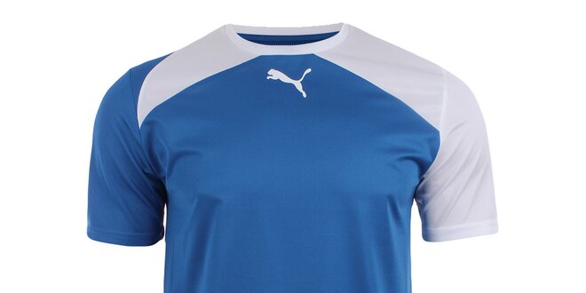 Pánske modré športové tričko s bielymi detailmi Puma