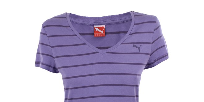Dámske fialové pruhované tričko Puma