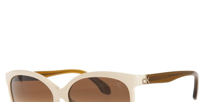 Dámske krémovo-hnedé slnečné okuliare Calvin Klein