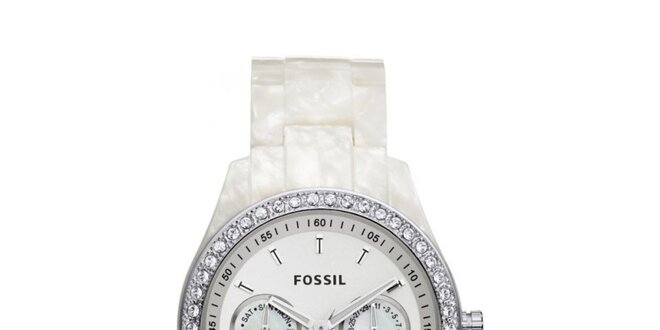 Dámske hodinky s perleťovým remienkom Fossil