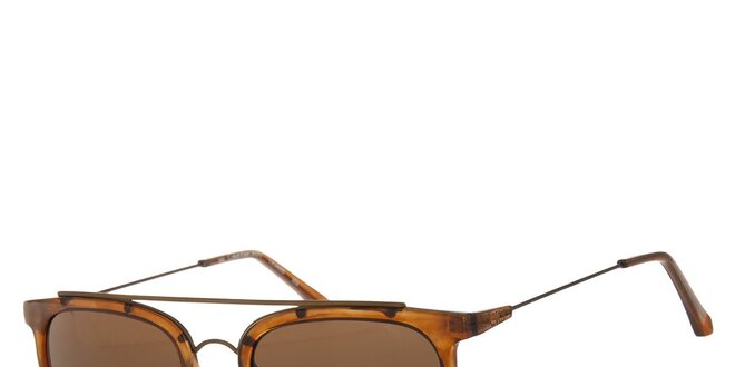 Dámske karamelovo hnedé slnečné okuliare Calvin Klein s kovovými detailami