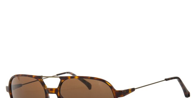 Dámske hnedé žíhané slnečné okuliare Calvin Klein s kovovými detailami