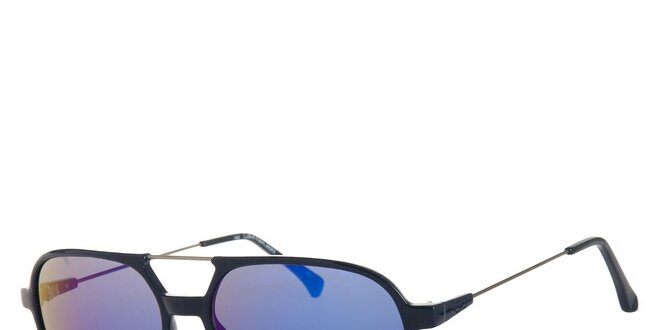 Dámske tmavo modré slnečné okuliare Calvin Klein s kovovými detailami a zrkadlovými sklami