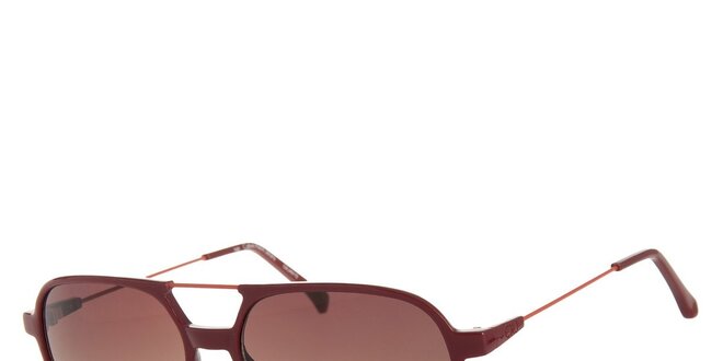 Dámske tmavo červené slnečné okuliare Calvin Klein s kovovými detailami a zrkadlovými sklami