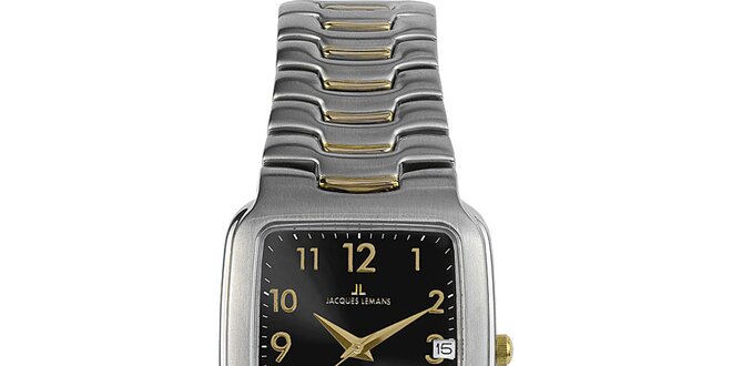Pánske elegantné oceľové hodinky s čiernym ciferníkom Jacques Lemans