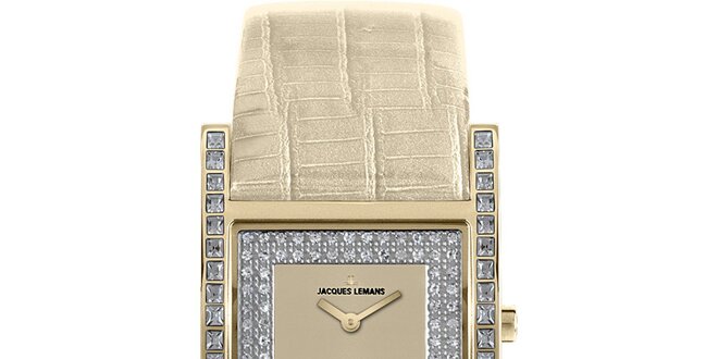 Dámske smotanové hodinky s kryštáľmi Jacques Lemans