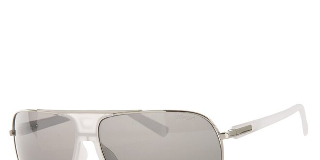 Pánske bielo-strieborné slnečné okuliare Calvin Klein s polarizovanými sklami