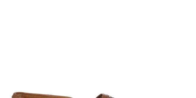 Pánske orieškové hnedé vypletané mokasíny Hudson