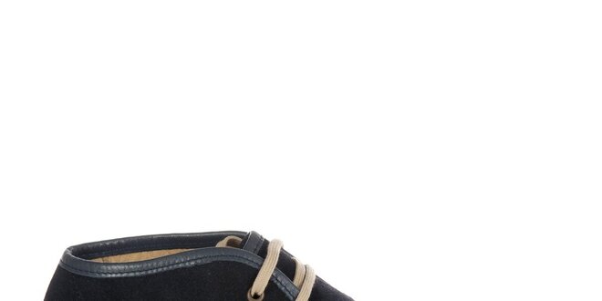 Pánske tmavo modré semišové topánky Hudson s jutovým lemom