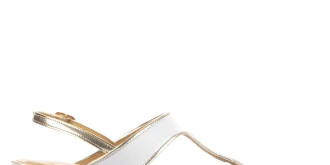 Dámske bielo-zlaté kožené sandále Joana and Paola