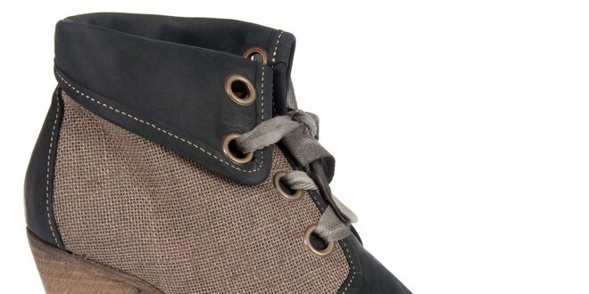 Dámske čierno-hnedé kotníkové topánky Hudson