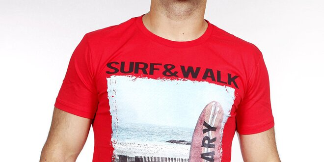 Pánske červené tričko so surfom Pontto