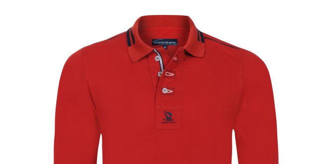 Pánske červené polo tričko s dlhým rukávom Giorgio Di Mare