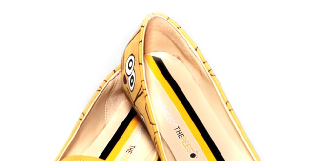 Dámske žlté loafers s veselou potlačou The Bees