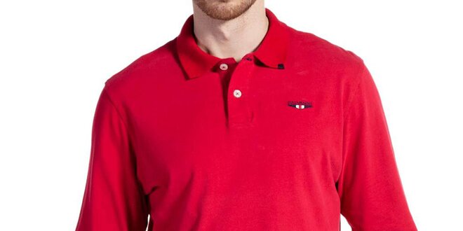Pánske červené polo tričko s dlhým rukávom Galvanni