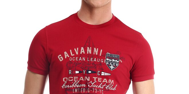 Pánske červené tričko s potlačou Galvanni
