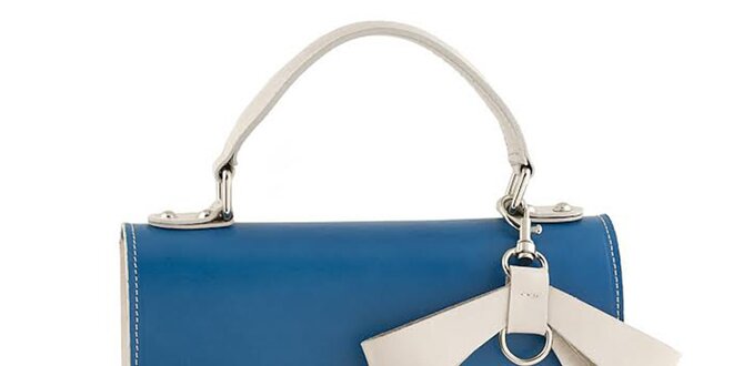 Dámska modrá kabelka s béžovou mašľou Tina Panicucci