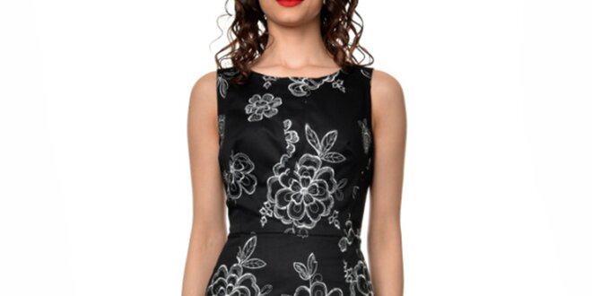 Dámske čierne šaty s kvetinovými výšivkami Dia Vynne