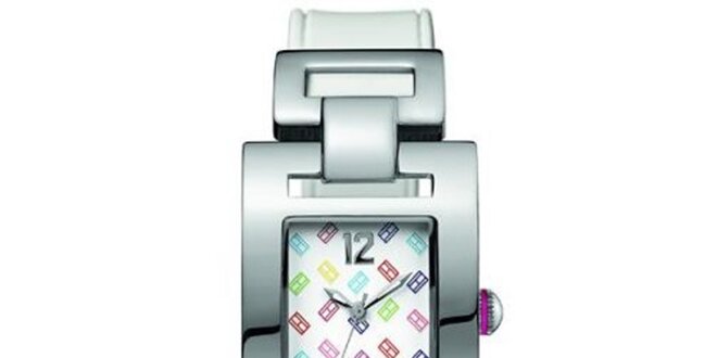 Dámske oceľové hodinky s farebným hranatým ciferníkom Tommy Hilfiger