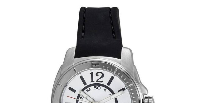 Dámske oceľové hodinky s čiernym silikónovým remienkom Tommy Hilfiger