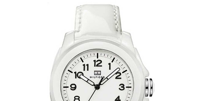 Dámske biele keramické hodinky s lesklým remienkom Tommy Hilfiger