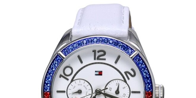 Dámske biele hodinky s farebnými kryštáľmi Tommy Hilfiger
