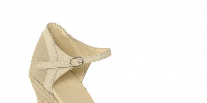 Dámska obuv s plnou pätou aj špičkou značky Vkingas na jutovom kline v krémovej farbe