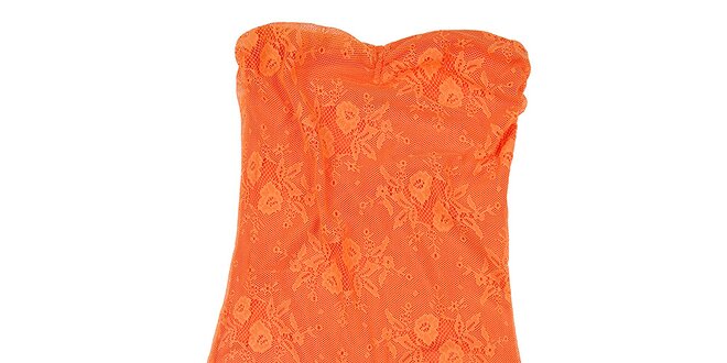 Dámske oranžové čipkované šaty Sublevel