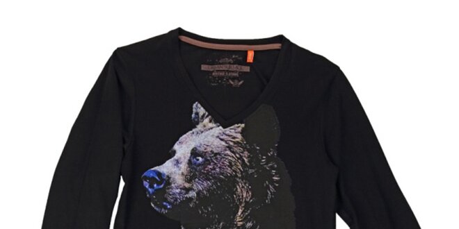 Pánske čierne tričko s medveďom Urban Surface