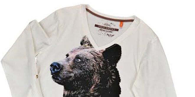 Pánske biele tričko s medveďom Urban Surface