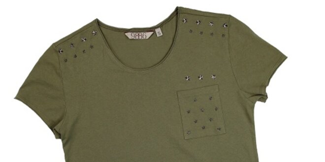 Pánske olivovo zelené tričko s krátkym rukávom a hviezdami 98-86