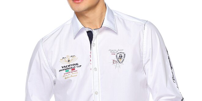 Pánska biela košeľa s výšivkami M. Conte