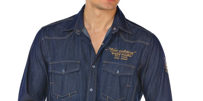 Pánska modrá džínsová košeľa M. Conte