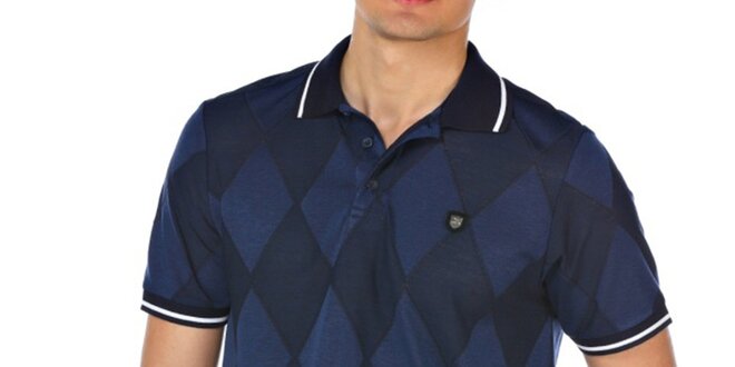 Pánske modré kárované polo tričko M. Conte