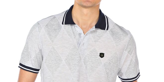 Pánske šedé kárované polo tričko M. Conte