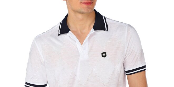 Pánske biele kárované polo tričko M. Conte