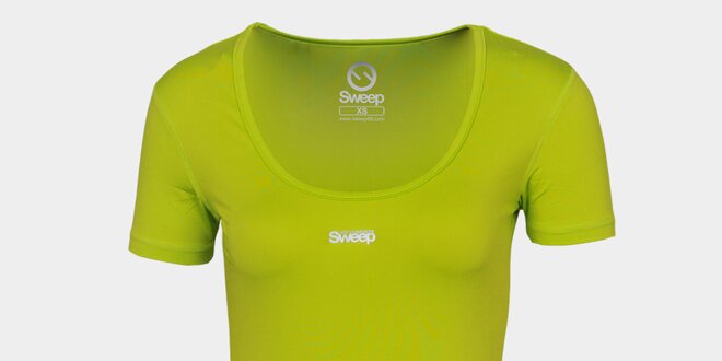 Dámske neónovo zelené tričko so značkou Sweep