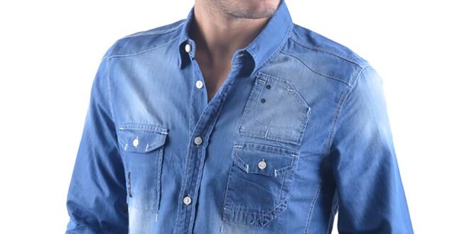 Pánska modrá džínsová košeľa RNT23